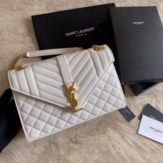 Replica YSL Saint Laurent Medium Envelope Bag Mix Matelasse White Fake YSL Saint Laurent Medium Envelope Bag Mix Matelasse White Replica