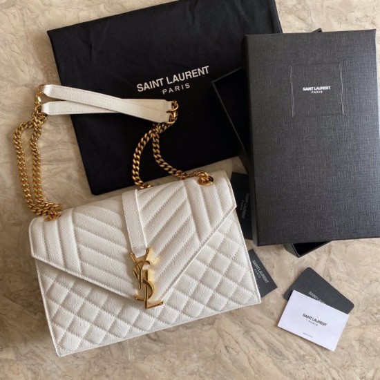 Replica YSL Saint Laurent Medium Envelope Bag Mix Matelasse White Fake YSL Saint Laurent Medium Envelope Bag Mix Matelasse White Replica