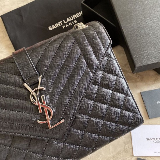 Replica YSL Saint Laurent Medium Envelope Bag Mix Matelasse Black Silver Hardware Fake YSL Saint Laurent Medium Envelope Bag Mix Matelasse Black Silver Hardware Replica