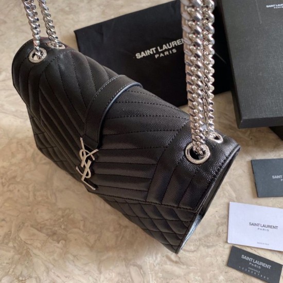 Replica YSL Saint Laurent Medium Envelope Bag Mix Matelasse Black Silver Hardware Fake YSL Saint Laurent Medium Envelope Bag Mix Matelasse Black Silver Hardware Replica
