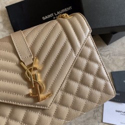 Replica YSL Saint Laurent Medium Envelope Bag Mix Matelasse Apricot