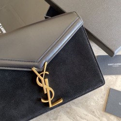 Replica YSL Saint Laurent Cassandra Medium Suede Bag Black