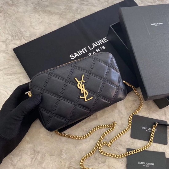 Fake YSL Saint Laurent Quilted Chain Bag Black Replica