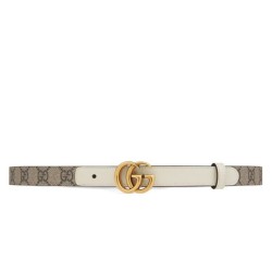 Fake Gucci GG Marmont Thin Belt White Replica