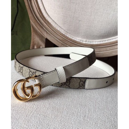 Fake Gucci GG Marmont Thin Belt White Replica