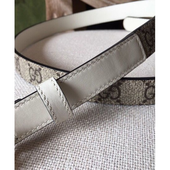 Fake Gucci GG Marmont Thin Belt White Replica
