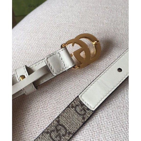 Fake Gucci GG Marmont Thin Belt White Replica