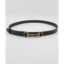 Replica Gucci Women Leather belt with Horsebit Black