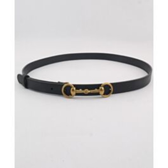 Replica Gucci Women Leather belt with Horsebit Black