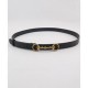 Replica Gucci Women Leather belt with Horsebit Black