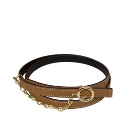 Fake Hermes Epsom Leather Belt Glod Hardware Coffee Replica