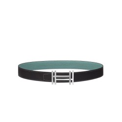 Fake Hermes H Au Carre Belt Buckle &amp; Reversible Leather Strap 32mm Light Blue Replica