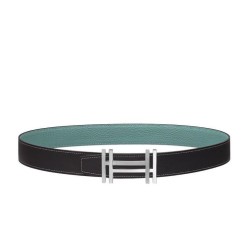 Fake Hermes H Au Carre Belt Buckle &amp; Reversible Leather Strap 32mm Light Blue Replica