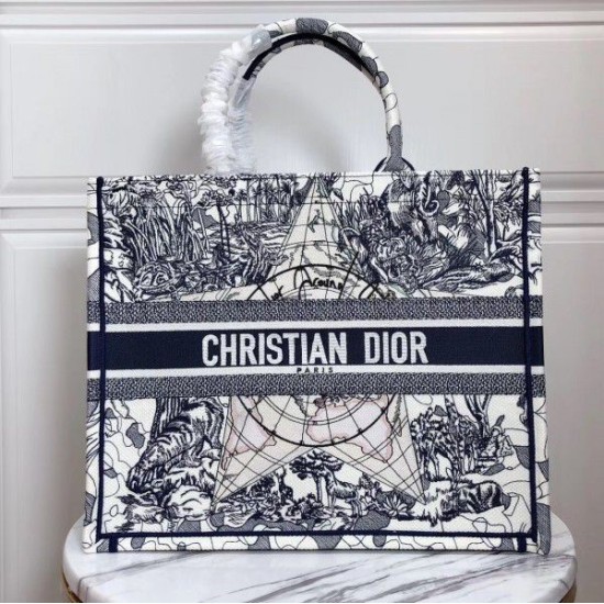 Fake Dior Book Tote Bag Around The World Embroidered Canvas Blue Replica Replica Dior Book Tote Bag Around The World Embroidered Canvas Blue