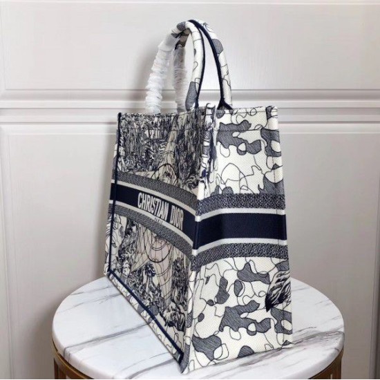 Fake Dior Book Tote Bag Around The World Embroidered Canvas Blue Replica Replica Dior Book Tote Bag Around The World Embroidered Canvas Blue