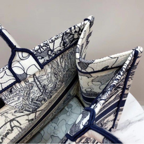 Fake Dior Book Tote Bag Around The World Embroidered Canvas Blue Replica Replica Dior Book Tote Bag Around The World Embroidered Canvas Blue