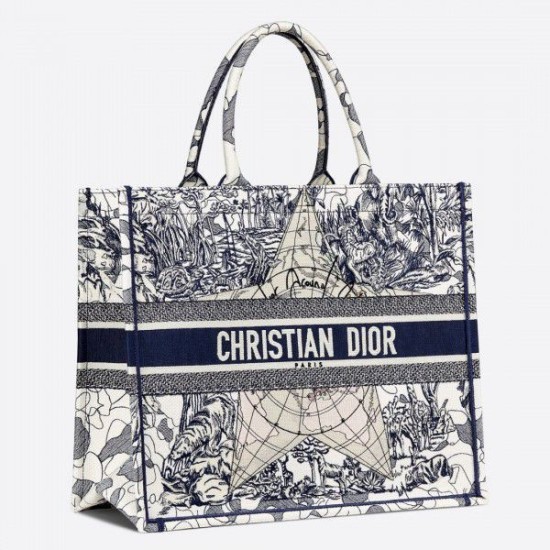 Fake Dior Book Tote Bag Around The World Embroidered Canvas Blue Replica Replica Dior Book Tote Bag Around The World Embroidered Canvas Blue