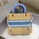 Replica Dior Medium Lady Dior Bag In Wicker and Light Blue Oblique Jacquard Replica Dior Medium Lady Dior Bag In Wicker and Light Blue Oblique Jacquard