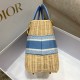Replica Dior Medium Lady Dior Bag In Wicker and Light Blue Oblique Jacquard Replica Dior Medium Lady Dior Bag In Wicker and Light Blue Oblique Jacquard