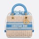 Replica Dior Medium Lady Dior Bag In Wicker and Light Blue Oblique Jacquard Replica Dior Medium Lady Dior Bag In Wicker and Light Blue Oblique Jacquard