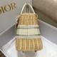 Replica Dior Medium Lady Dior Bag In Wicker and White Oblique Jacquard Fake Dior Medium Lady Dior Bag In Wicker and White Oblique Jacquard Replica