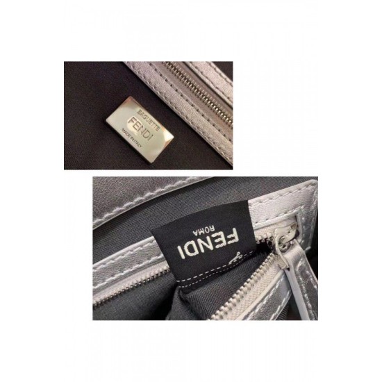 Replica Fendi Baguette Medium Bag With FF Motif Silver Replica Fendi Baguette Medium Bag With FF Motif Silver