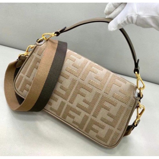 Replica Fendi Medium Baguette FF Bag Grey Replica Fendi Medium Baguette FF Bag Grey