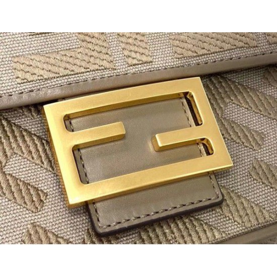 Replica Fendi Medium Baguette FF Bag Grey Replica Fendi Medium Baguette FF Bag Grey