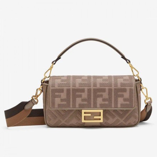 Replica Fendi Medium Baguette FF Bag Grey Replica Fendi Medium Baguette FF Bag Grey