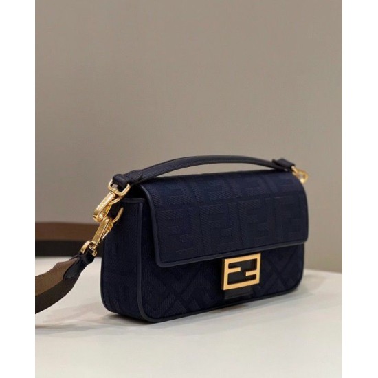 Replica Fendi Medium Baguette FF Bag Blue Replica Fendi Medium Baguette FF Bag Blue