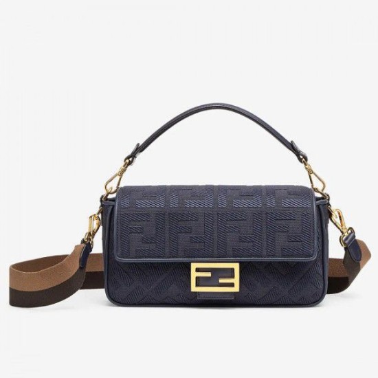 Replica Fendi Medium Baguette FF Bag Blue Replica Fendi Medium Baguette FF Bag Blue
