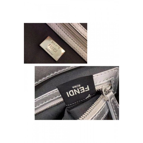 Replica Baguette Large Bag Lambskin With FF Motif Silver Fake Baguette Large Bag Lambskin With FF Motif Silver Replica