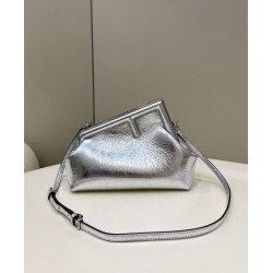 Replica First Small Bag Silver Laminated Leather Fake First Small Bag Silver Laminated Leather Replica