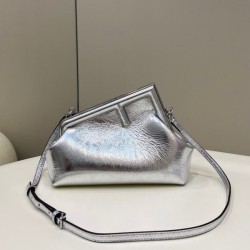 Fake First Small Bag Silver Laminated Leather Replica