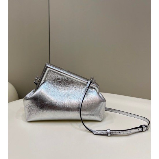 Replica First Small Bag Silver Laminated Leather Fake First Small Bag Silver Laminated Leather Replica