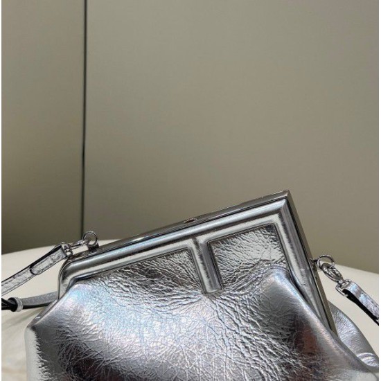 Replica First Small Bag Silver Laminated Leather Fake First Small Bag Silver Laminated Leather Replica