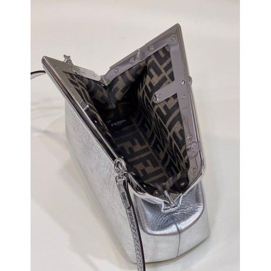 Replica First Small Bag Silver Laminated Leather Fake First Small Bag Silver Laminated Leather Replica