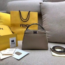 Fake Peekaboo Mini Selleria Bag with Python Leather Handle Grey Replica
