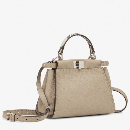 Replica Peekaboo Mini Selleria Bag with Python Leather Handle Grey Fake Peekaboo Mini Selleria Bag with Python Leather Handle Grey Replica