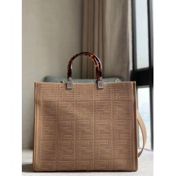 Fake Sunshine Medium Shopper FF Fabric Bag Beige Replica Fake Sunshine Medium Shopper FF Fabric Bag Beige Replica