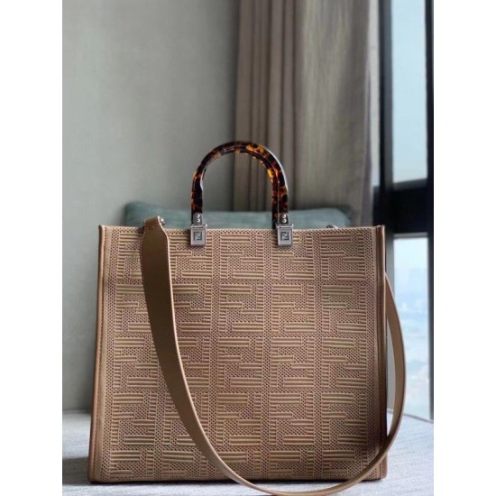 Fake Sunshine Medium Shopper FF Fabric Bag Beige Replica Fake Sunshine Medium Shopper FF Fabric Bag Beige Replica