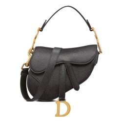 Fake Christian Dior Mini Saddle Bag With Strap Black Replica