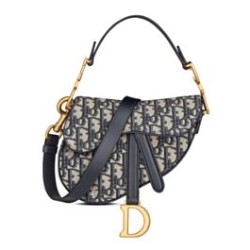 Fake Christian Dior Mini Saddle Bag With Strap Dark Blue Replica
