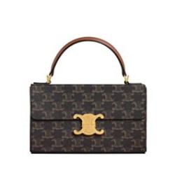 Fake Celine Box Triomphe In Triomphe Canvas And Calfskin Coffee Replica