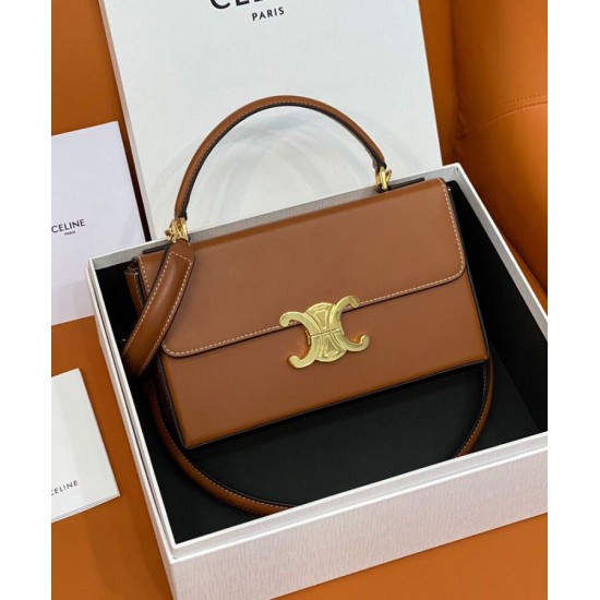 Replica Celine Box Triomphe In Natural Calfskin Coffee