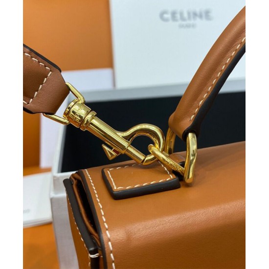 Replica Celine Box Triomphe In Natural Calfskin Coffee