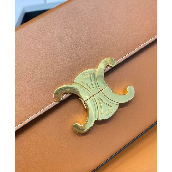 Replica Celine Box Triomphe In Natural Calfskin Coffee