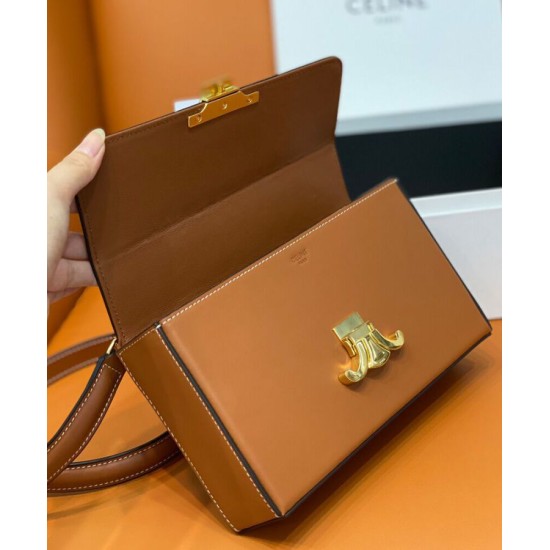 Replica Celine Box Triomphe In Natural Calfskin Coffee