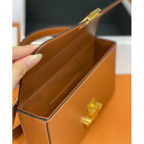 Replica Celine Box Triomphe In Natural Calfskin Coffee