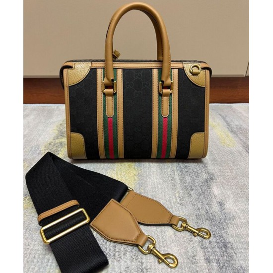 Fake Gucci Small Canvas Top Handle Bag 715772 Brown Replica Replica Gucci Small Canvas Top Handle Bag 715772 Brown